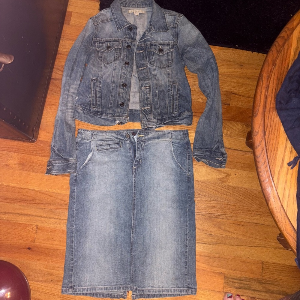 Blue asphalt & XXI Blue Pencil Skirt Knee-length Casual and matching Jean jacket